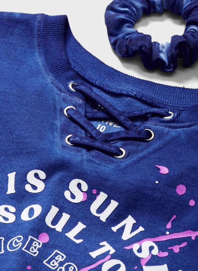 Justice Slogan Printed T-Shirt Blue  - Image 2