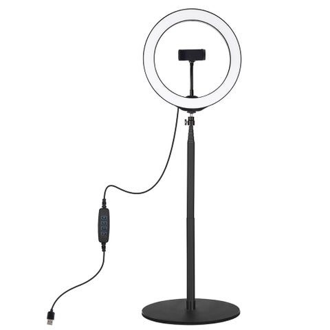 10.2" Selfie R-ing Light With Extendable Desktop Stand And Cell Phone Holder Black/White