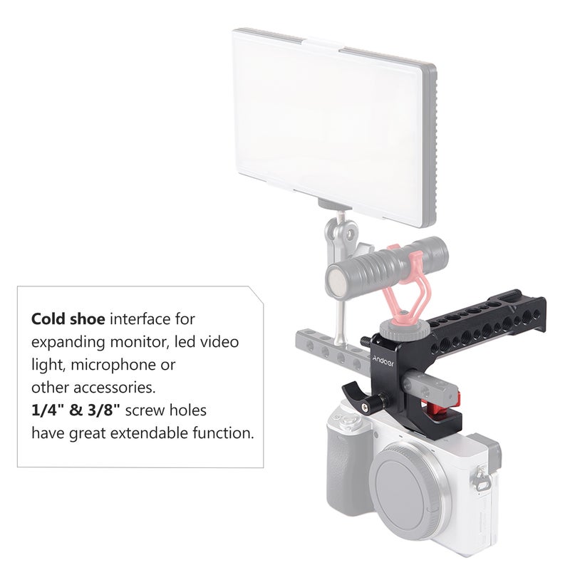 ANDOER Camera Top Handle Grip Cheese With Cold Shoe Mount Black  - Image 2