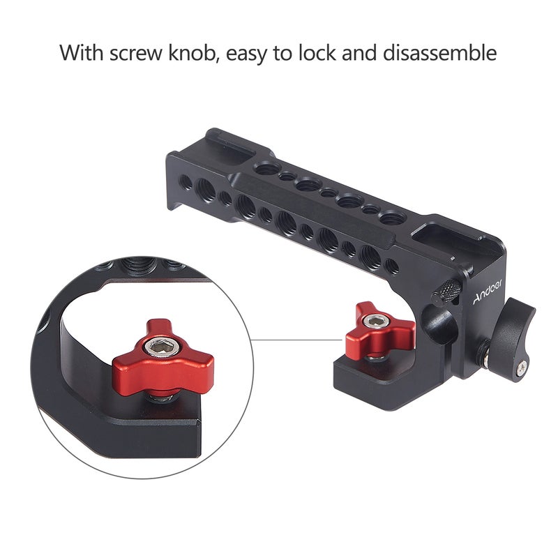 ANDOER Camera Top Handle Grip Cheese With Cold Shoe Mount Black  - Image 3