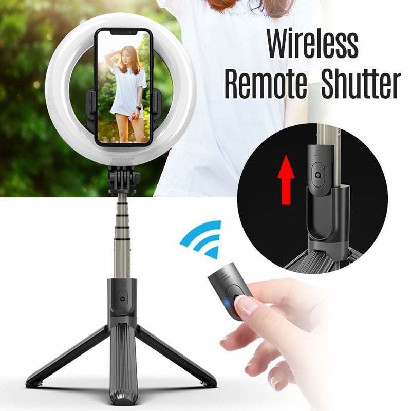 حلقة إضاءة LED صغيرة مقاس 6 بوصات لتصوير السيلفي والجمال أسود/ أبيض - Image 3