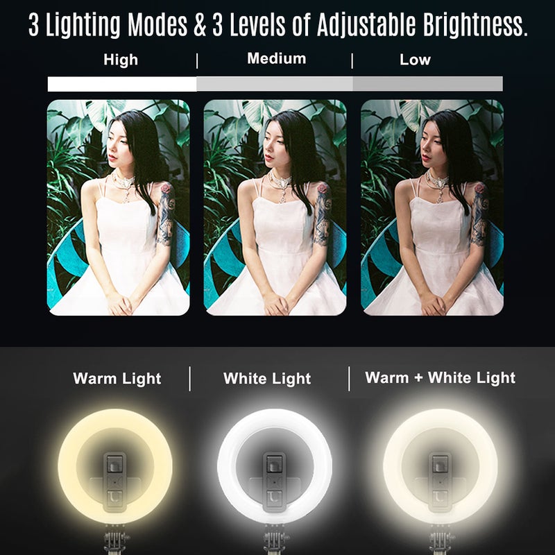 حلقة إضاءة LED صغيرة مقاس 6 بوصات لتصوير السيلفي والجمال أسود/ أبيض - Image 5