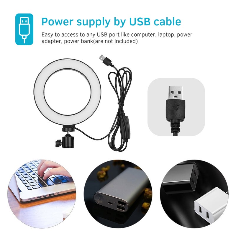 6 Inch Desktop LED Ring Light Black/White - Image 2