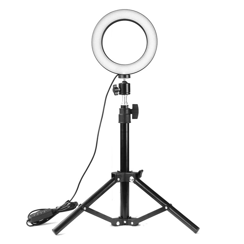 Adjustable 160mm Photography LED Selfie Ring Light Black/White - Image 1