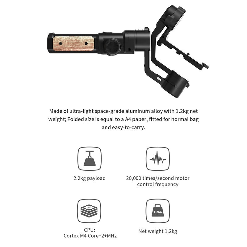 AK2000S 3-Axis Handheld Gimbal Stabilizer Lightweight Portable Torsion Brushless Vlog Gimbal with LCD Touchpanel Multicolour