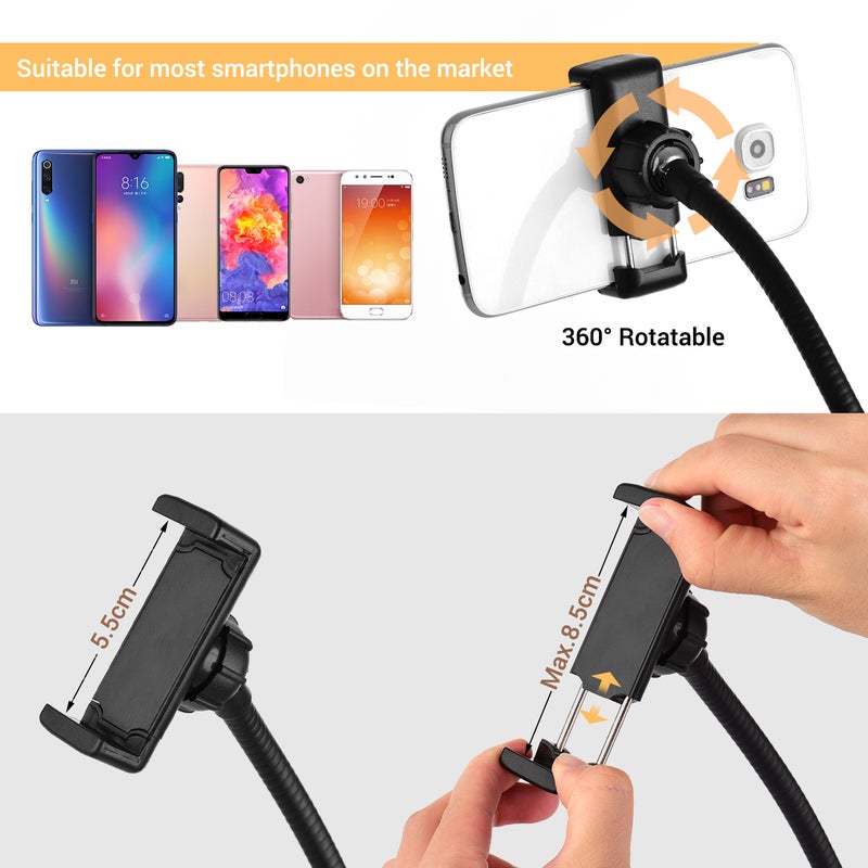 دوكولر مصباح إضاءة كشاف حلقي مزود بمنفذ USB ومشبك تعليق أسود - Image 3