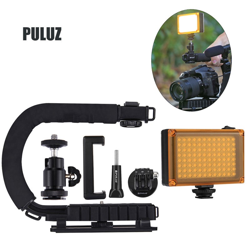 PULUZ U-Shaped Camera Holder Portable Handheld DV Bracket Stabilizer Kit Black  - Image 1