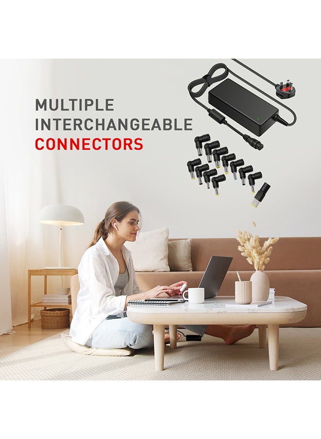Trands 12-Pin Universal Laptop Adapter - UK Plug 90W LTAD38 Black - Image 3