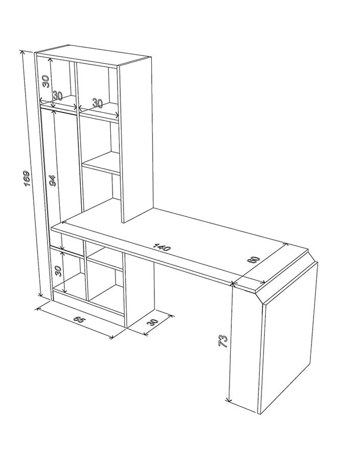 Home Canvas - Opus Computer Desk with Storage And Bookcase Teak - Image 1