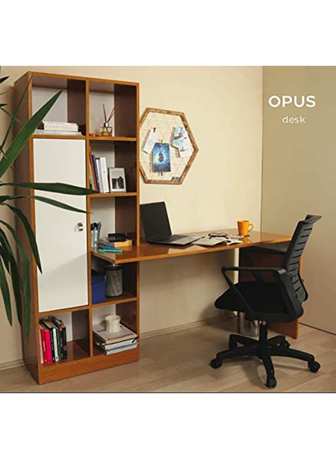 Home Canvas - Opus Computer Desk with Storage And Bookcase Teak - Image 1