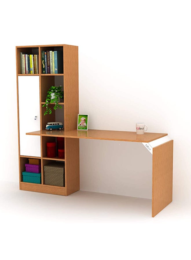 Home Canvas - Opus Computer Desk with Storage And Bookcase Teak - Image 1