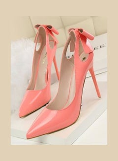 Generic High Heel Solid Color Bow Elegant All Match Pumps Pink 