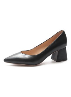 Generic Thick Heel Casual Pointed Toe Elegant Pumps Black 