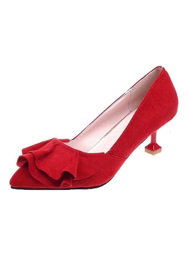 Generic - Mid Heel Solid Color Pointed Toe Multi Layers Stylish Pumps Red - Image 1