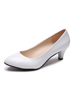 Generic Thick Heel Solid Color Elegant Fashion Pumps White 