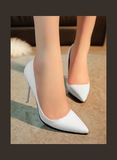 Generic High Heel Elegant Pointed Toe Solid Color Pumps White 