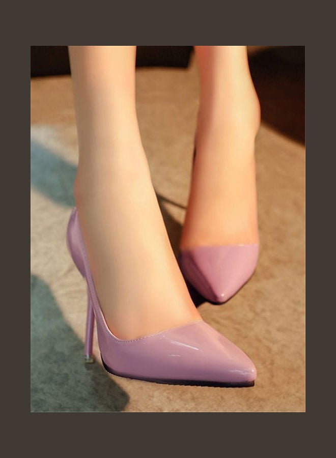 High Heel Elegant Pointed Toe Solid Color Pumps Pink 