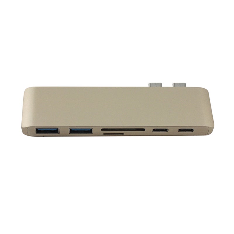 6 in 1 Multiport USB Type-c Hub Adapter Card Reader & HUB with Micro SD/TF & SD Card Slot Multicolour - Image 1