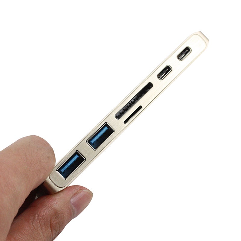 6 in 1 Multiport USB Type-c Hub Adapter Card Reader & HUB with Micro SD/TF & SD Card Slot Multicolour - Image 3