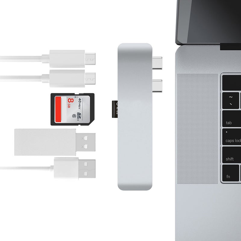 6 in 1 Multiport USB Type-c Hub Adapter Card Reader & HUB with Micro SD/TF & SD Card Slot Multicolour - Image 4