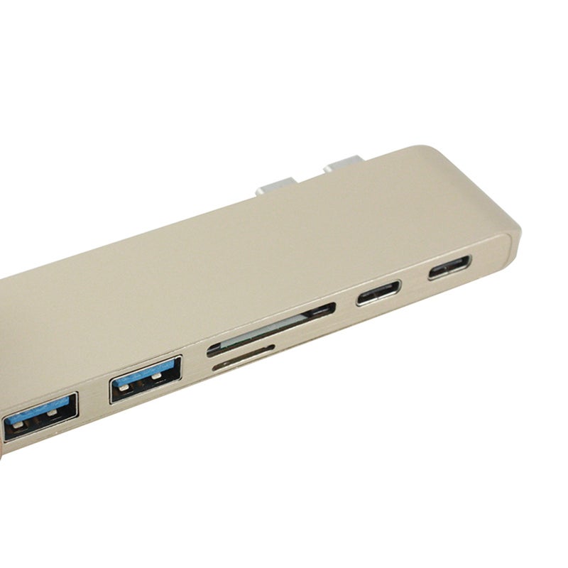 6 in 1 Multiport USB Type-c Hub Adapter Card Reader & HUB with Micro SD/TF & SD Card Slot Multicolour - Image 5