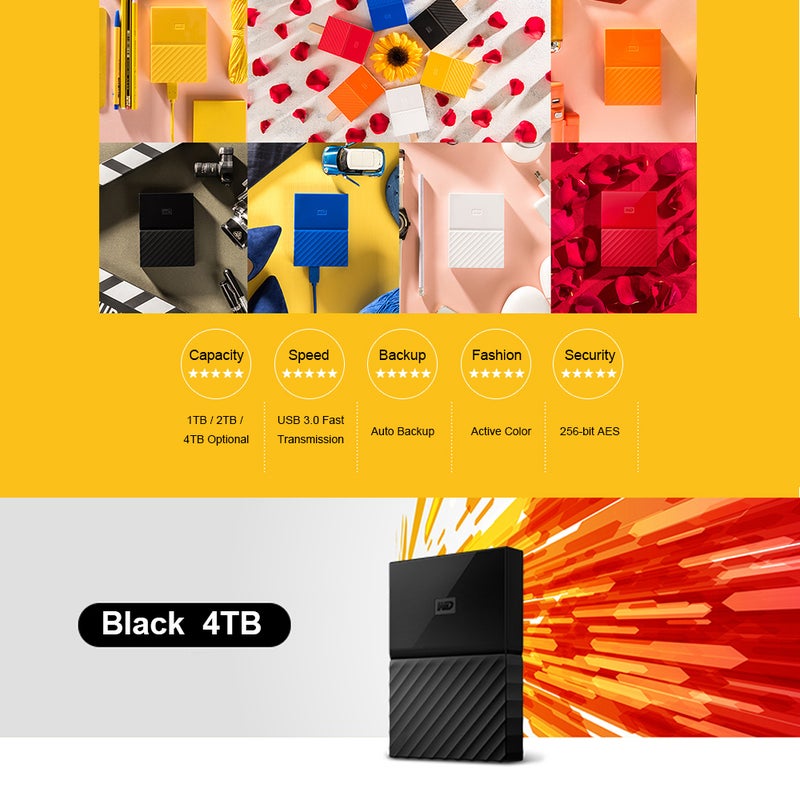 WD Portable My Passport External Hard Drive Disk Multicolour  - Image 3