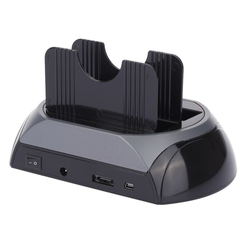 Generic 2-Dock Dual Bay Hard Drive Docking Card Reader Hub Black  - Image 2
