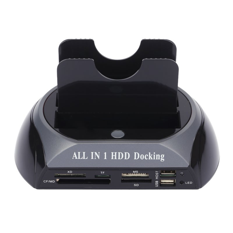 Generic 2-Dock Dual Bay Hard Drive Docking Card Reader Hub Black  - Image 5