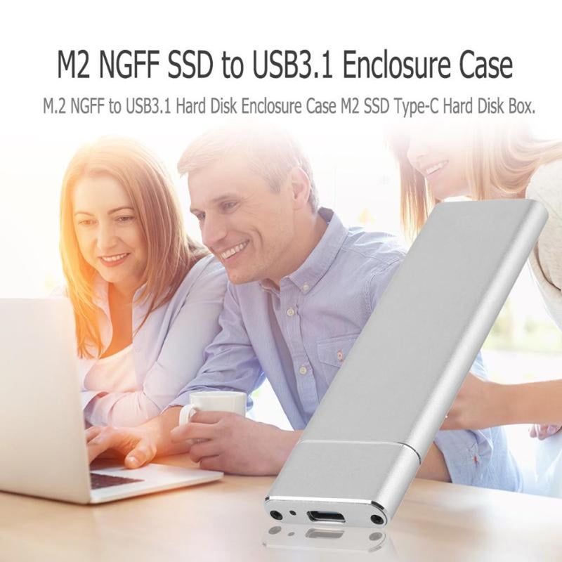 Generic USB 3.1 Type-C Converter Adapter Enclosure Case M2 SSD Hard Disk Silver  - Image 2