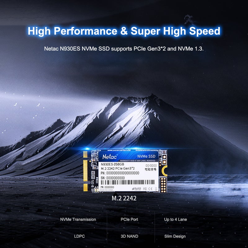 Netac N930ES NVMe M.2 2242 Gen3x2 PCIe 3D MLC/TLC NAND Flash Hard Drive 128 GB  - Image 4