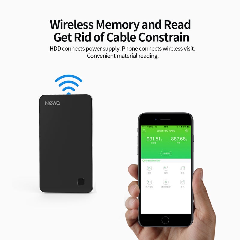 NewQ - NEWQ External Hard Drive Disk with WiFi 1.0 TB - Image 1