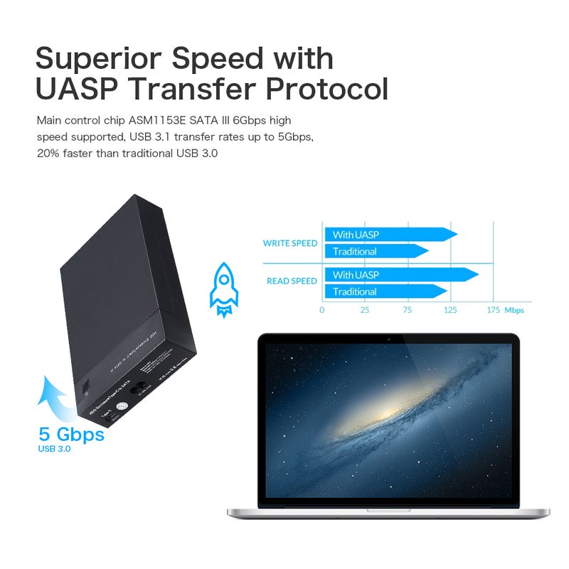 Generic - HDD Enclosure USB 3.1 Type-C to Docking Station Hard Drive Black - Image 1