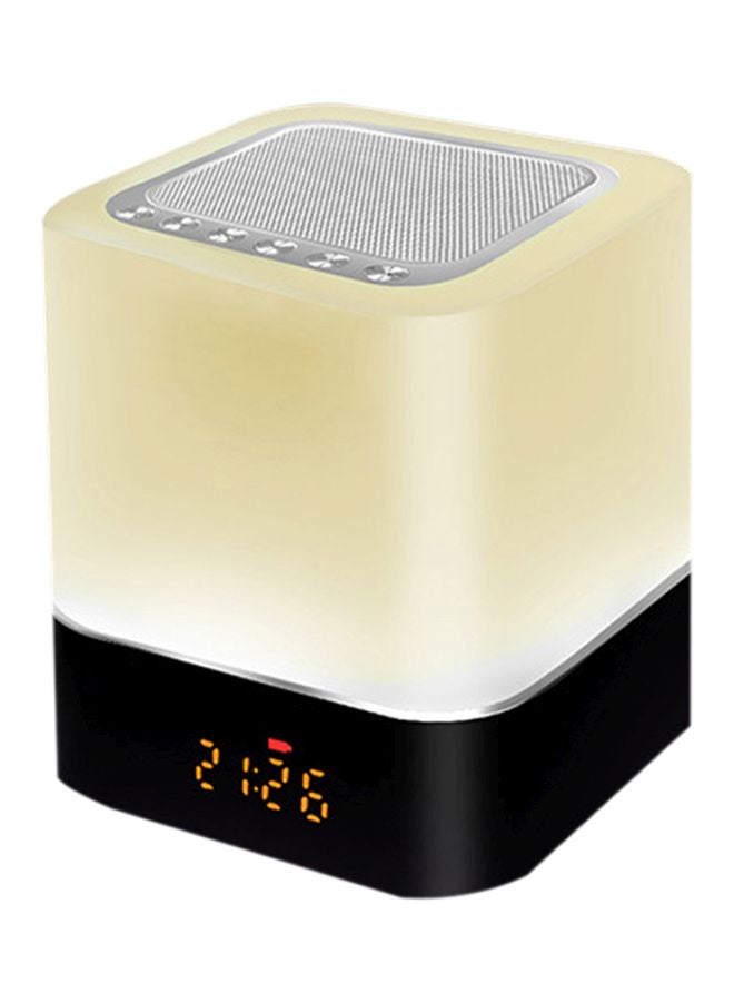 Portable LED Bluetooth Speaker With Alarm Clock White/Black - Image 1