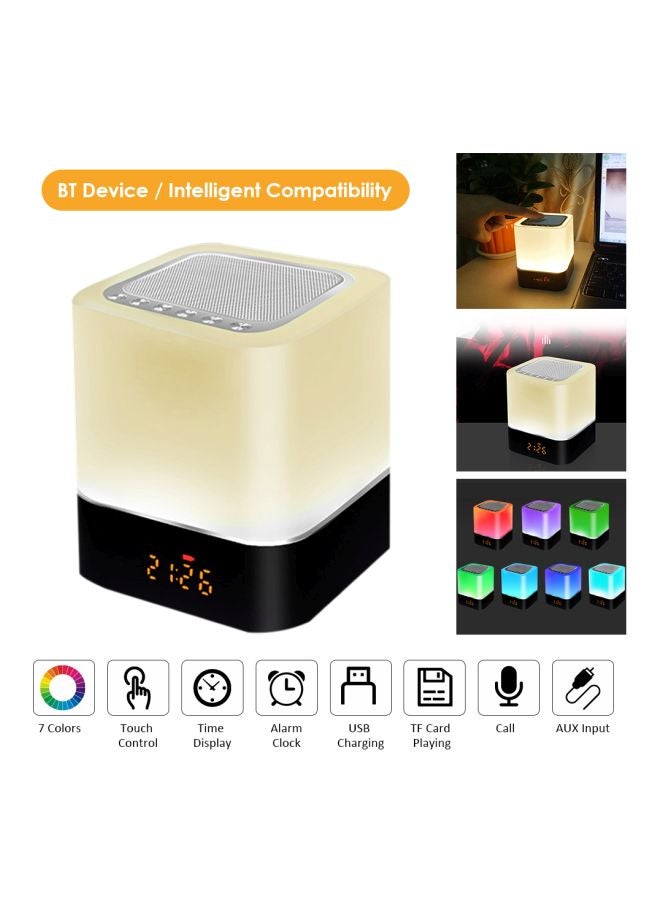 Portable LED Bluetooth Speaker With Alarm Clock White/Black - Image 3