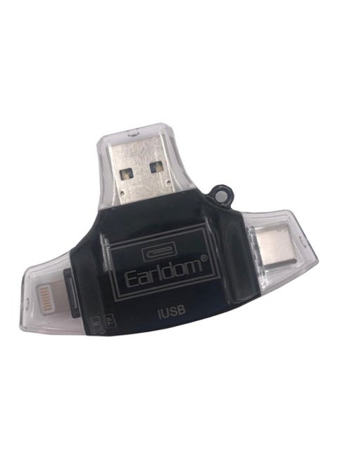 All-In-1 Micro USB Type-C To Lightning Port Card Reader Black