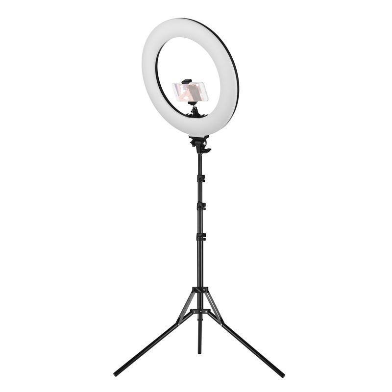 مصباح LED حلقي للتصوير الفوتوغرافي ووضع المكياج وتسجيل مقاطع الفيديو أسود - Image 5