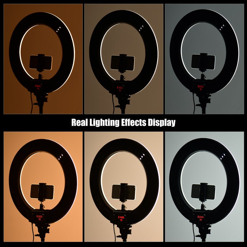 مصباح LED حلقي للتصوير الفوتوغرافي ووضع المكياج وتسجيل مقاطع الفيديو أسود - Image 4