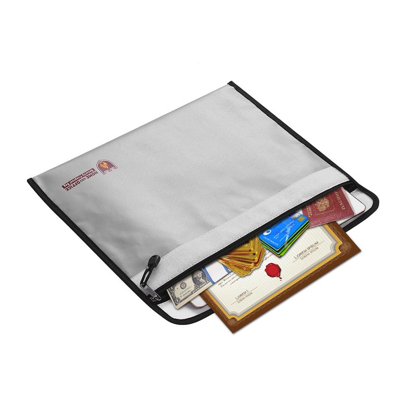 Generic - Fireproof Document Bag Silicone Coated Fire Resistant Money File Folder Holder Organizer Safe Storage Silver - Image 1