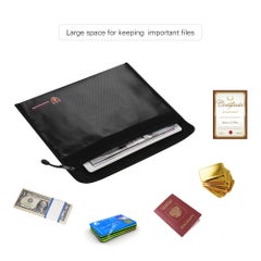 Generic Fireproof Document Bag Silicone Coated Fire Resistant Money File Folder Holder Organizer Safe Storage Black  - Image 5