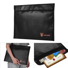 Generic Fireproof Document Bag Silicone Coated Fire Resistant Money File Folder Holder Organizer Safe Storage Black  - Image 2