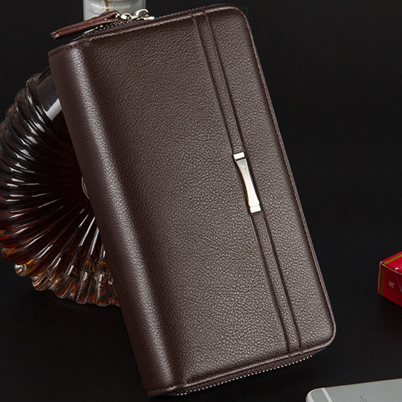 PU Leather Large Wallet Card Holder Black Brown  - Image 1