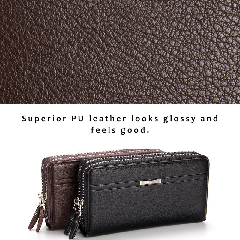 PU Leather Large Wallet Card Holder Black  - Image 5