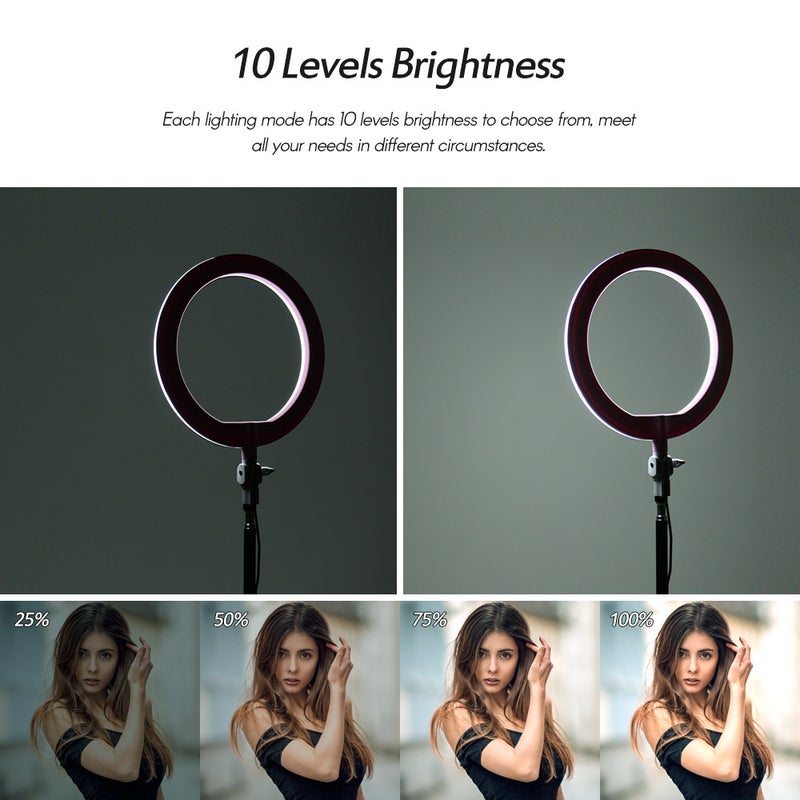 LED Ring Light with Stand Universal Phone Holder Kit Pink - Image 3