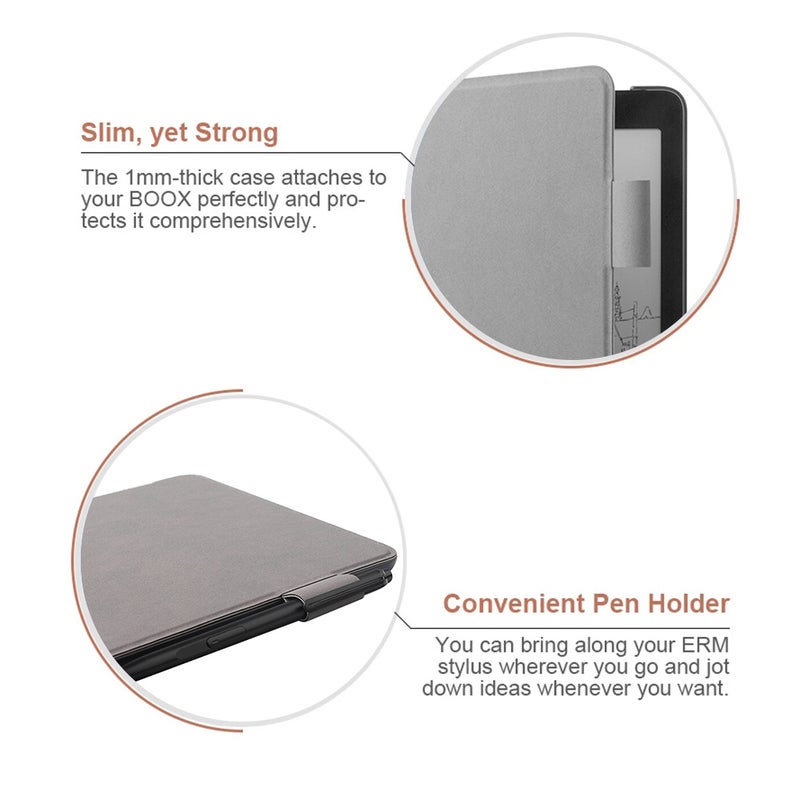 ONYX BOOX Folio Cover Holste Lightweight Embedded PU Leather Case Grey - Image 2