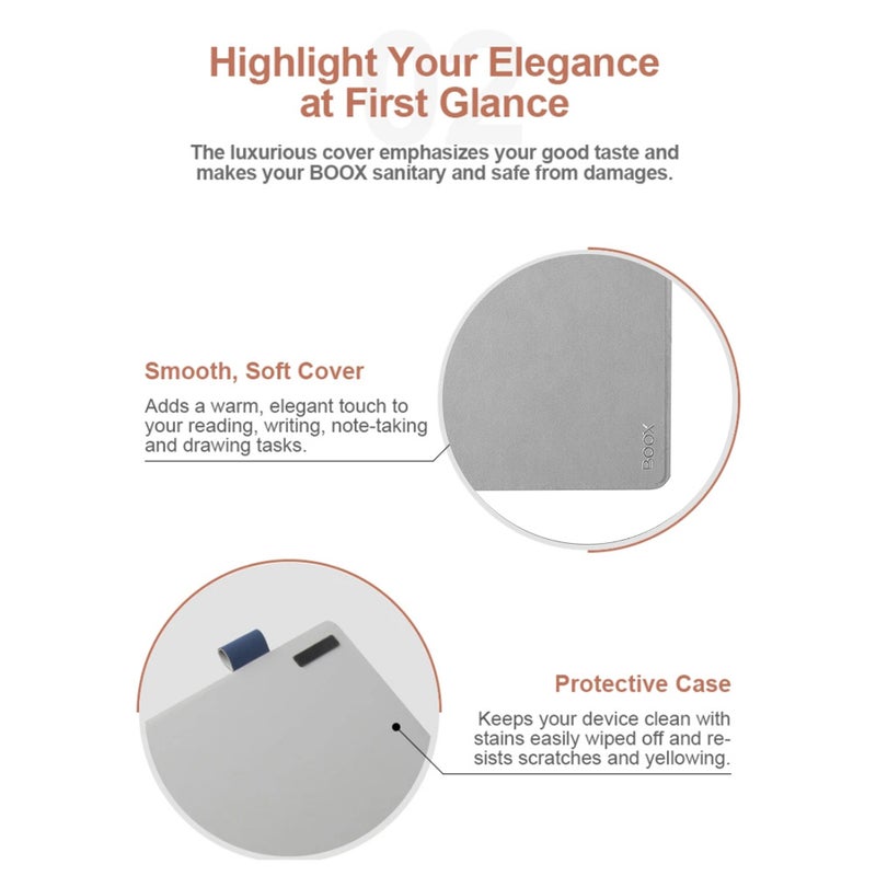 ONYX BOOX Folio Cover Holste Lightweight Embedded PU Leather Case Grey - Image 5