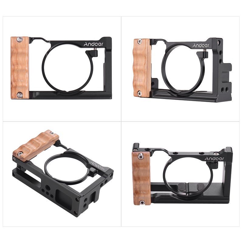 أندوير هيكل قفصي الشكل مصنوع من الألومنيوم لتثبيت الكاميرا متوافق مع كاميرا سوني RX100 VI/VII أسود  - Image 4