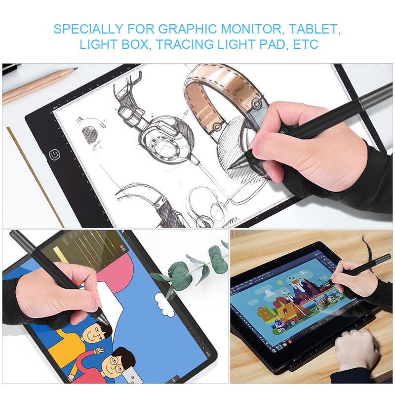 Glove Two-Finger Free Size Drawing Tablet Black  - Image 2