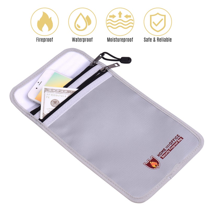 Generic Double Zipper Fireproof Document Bag Silver  - Image 4