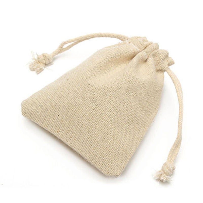 50 Piece Natural Burlap Bags Linen Pouches Sacks Beige  - Image 1