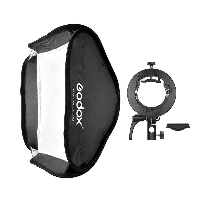 Godox - Flash Softbox Diffuser with S2-Type Bracket Bowens Mount Carry Bag 60 x 60cm Black - Image 1